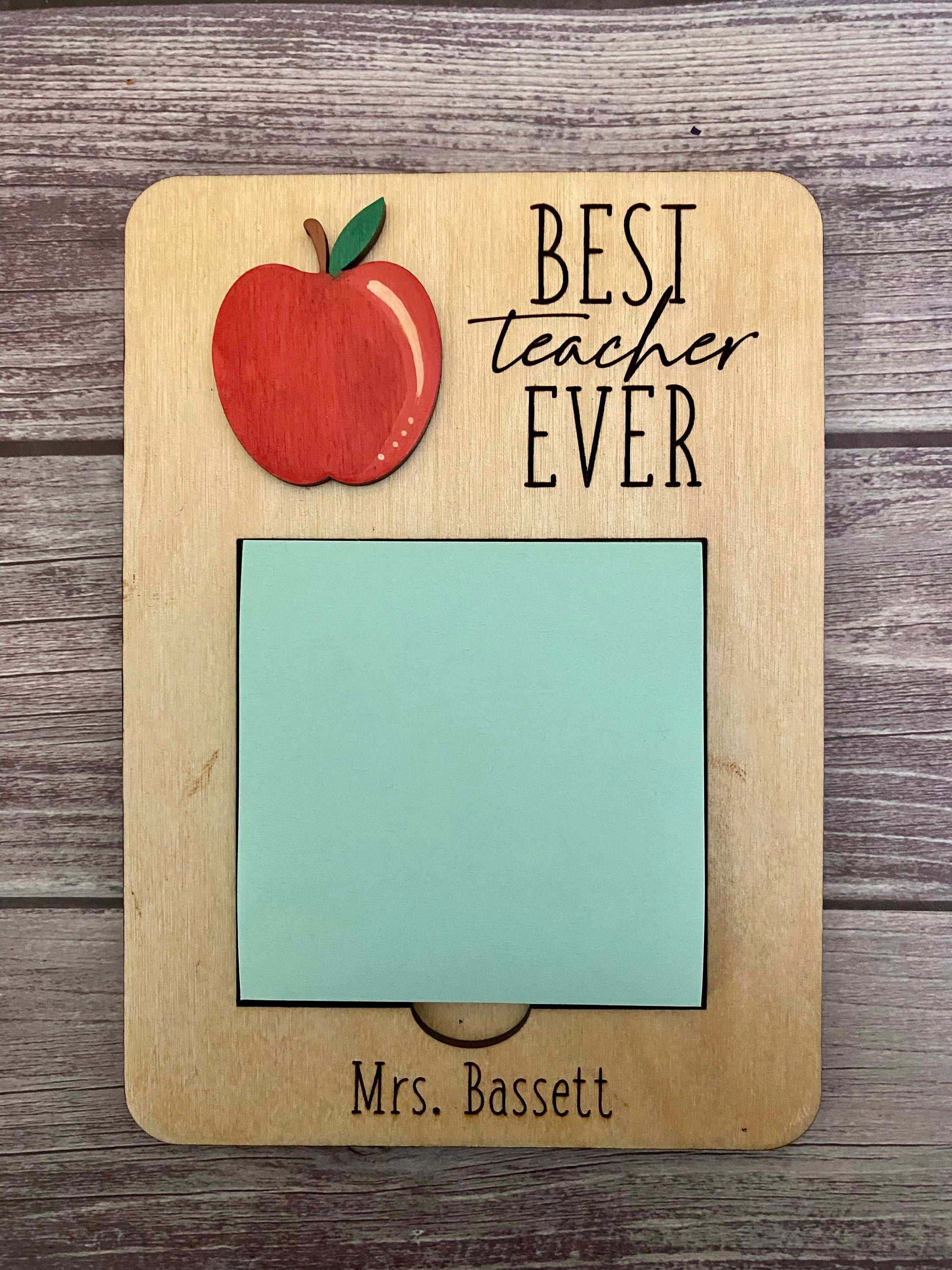 Teacher Sticky Note Holder, Best Teacher Ever, Teacher of the Year, End of School Year Teacher Gift, Christmas Gift, Teacher Appreciation