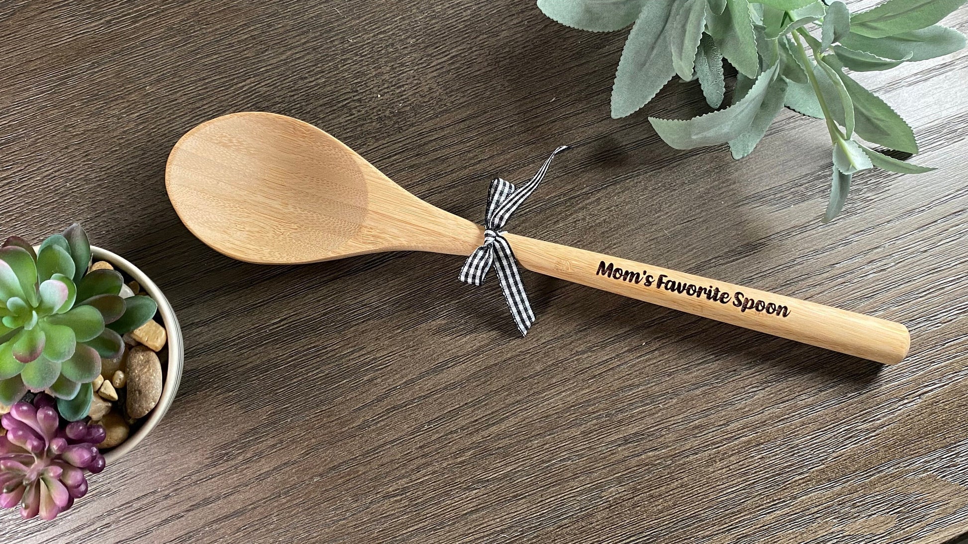 Personalized Bamboo Kitchen Spoons Laser Engraved Gifts