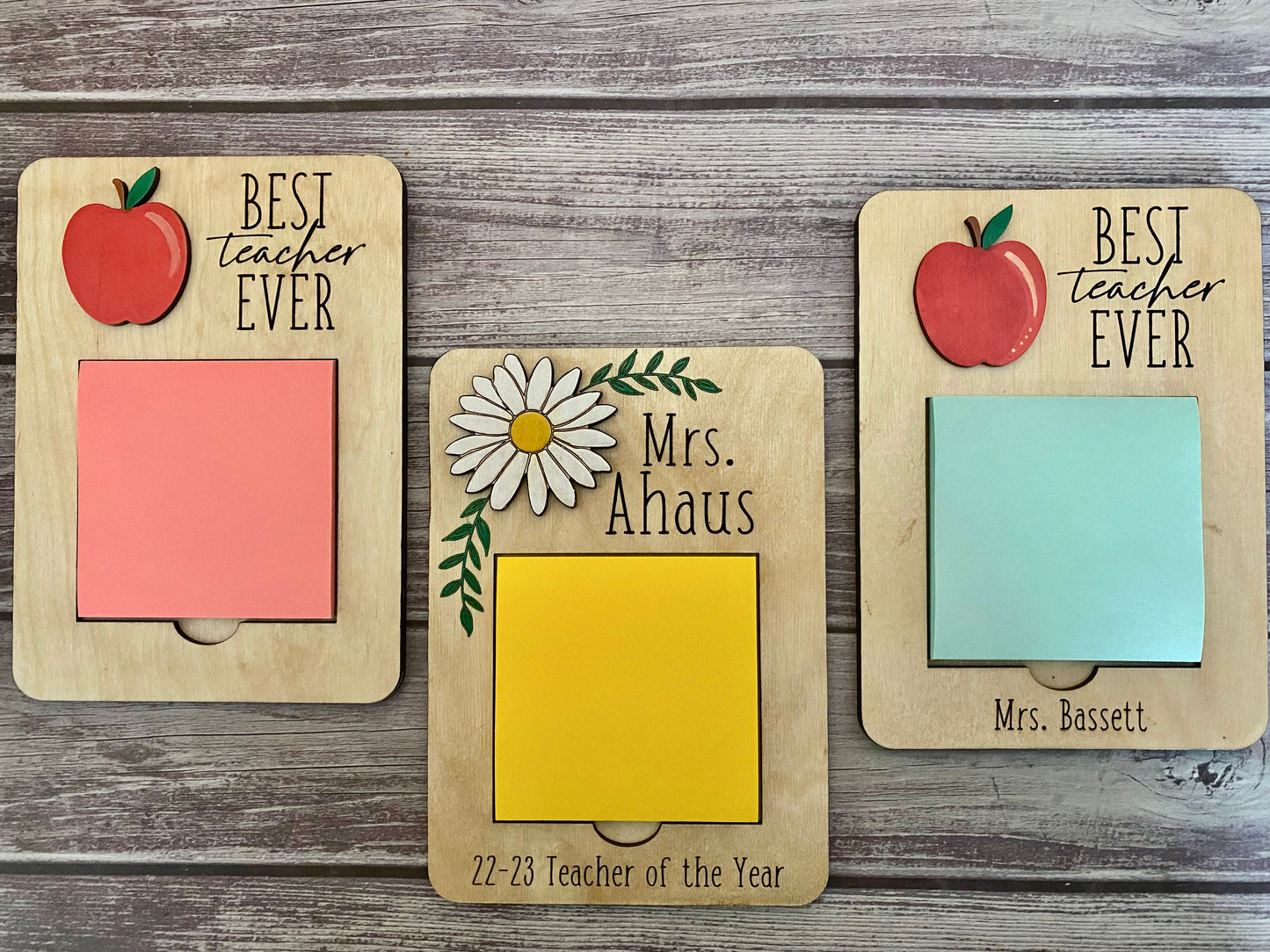 Teacher Sticky Note Holder, Best Teacher Ever, Teacher of the Year, End of School Year Teacher Gift, Christmas Gift, Teacher Appreciation