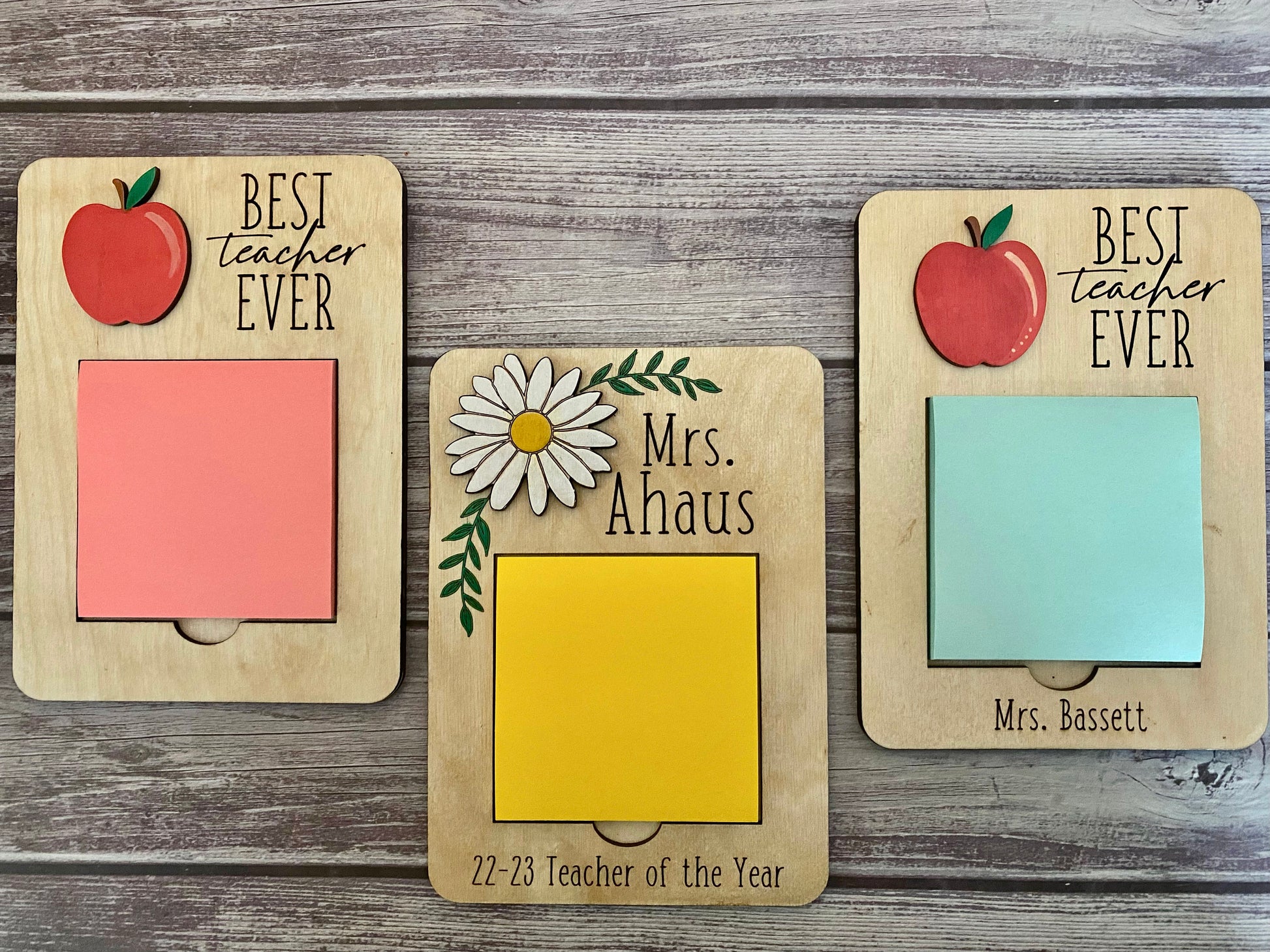 Teacher Sticky Note Holder, Best Teacher Ever, Teacher of the Year, End of School Year Teacher Gift, Christmas Gift, Teacher Appreciation